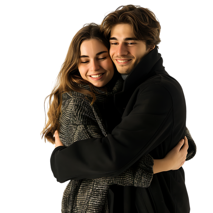 a man hugging a woman