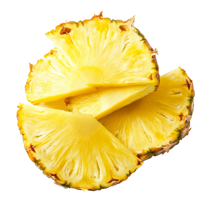 a pineapple cut in half on a white background