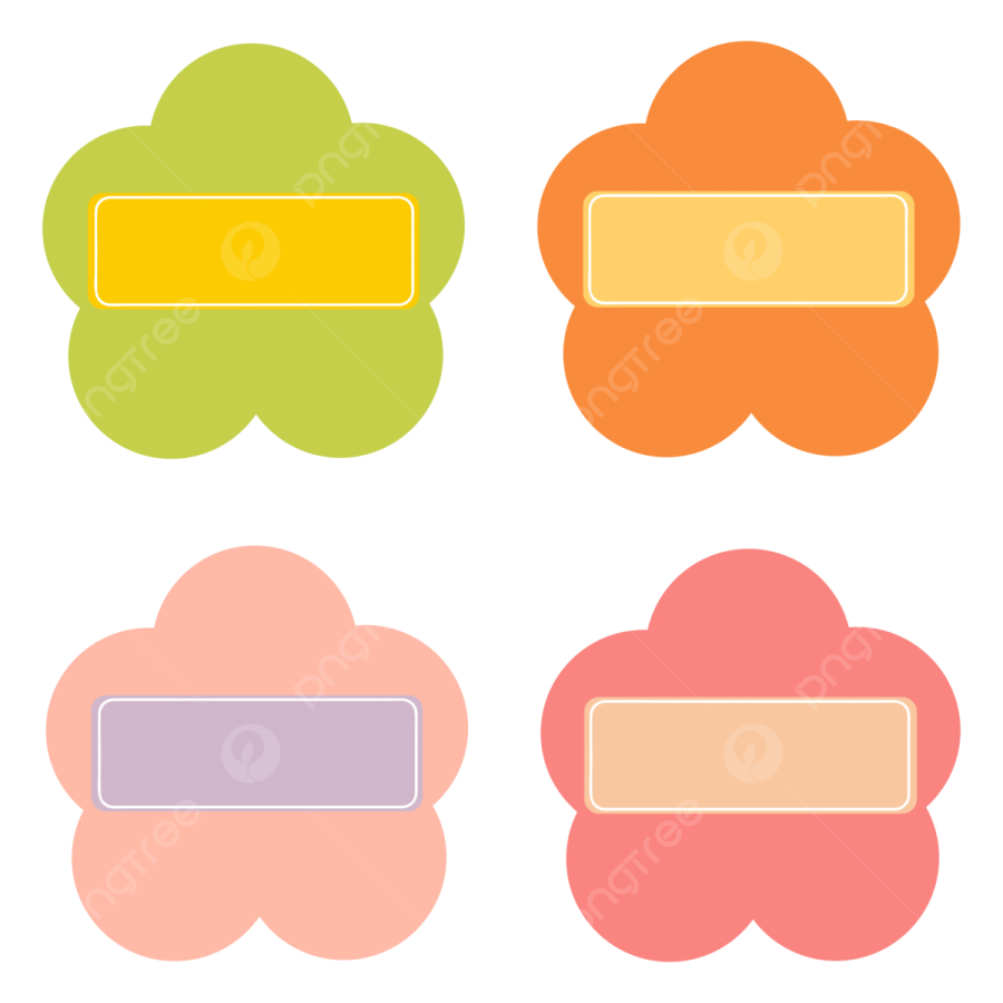 a set of four different colored speech bubbles