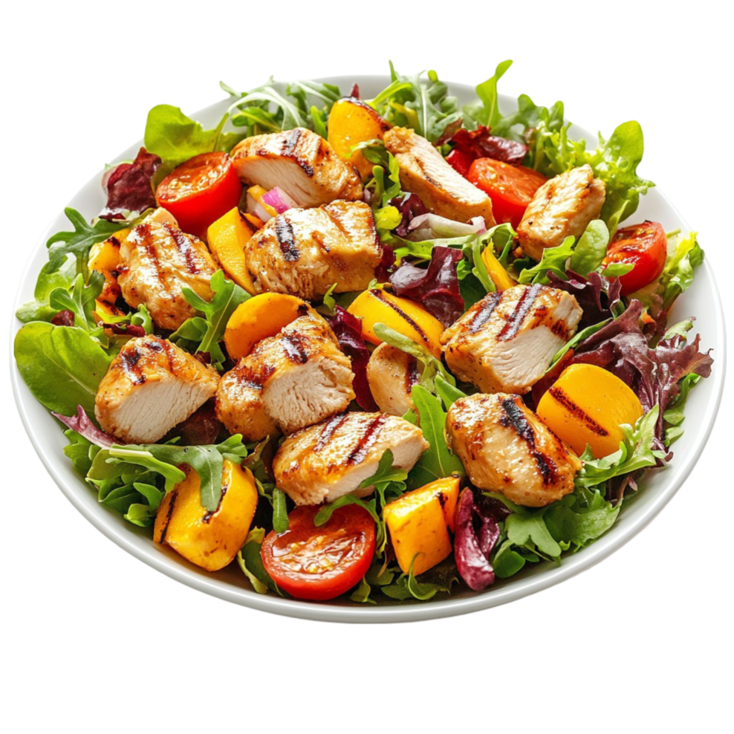 grilled chicken and peach salad