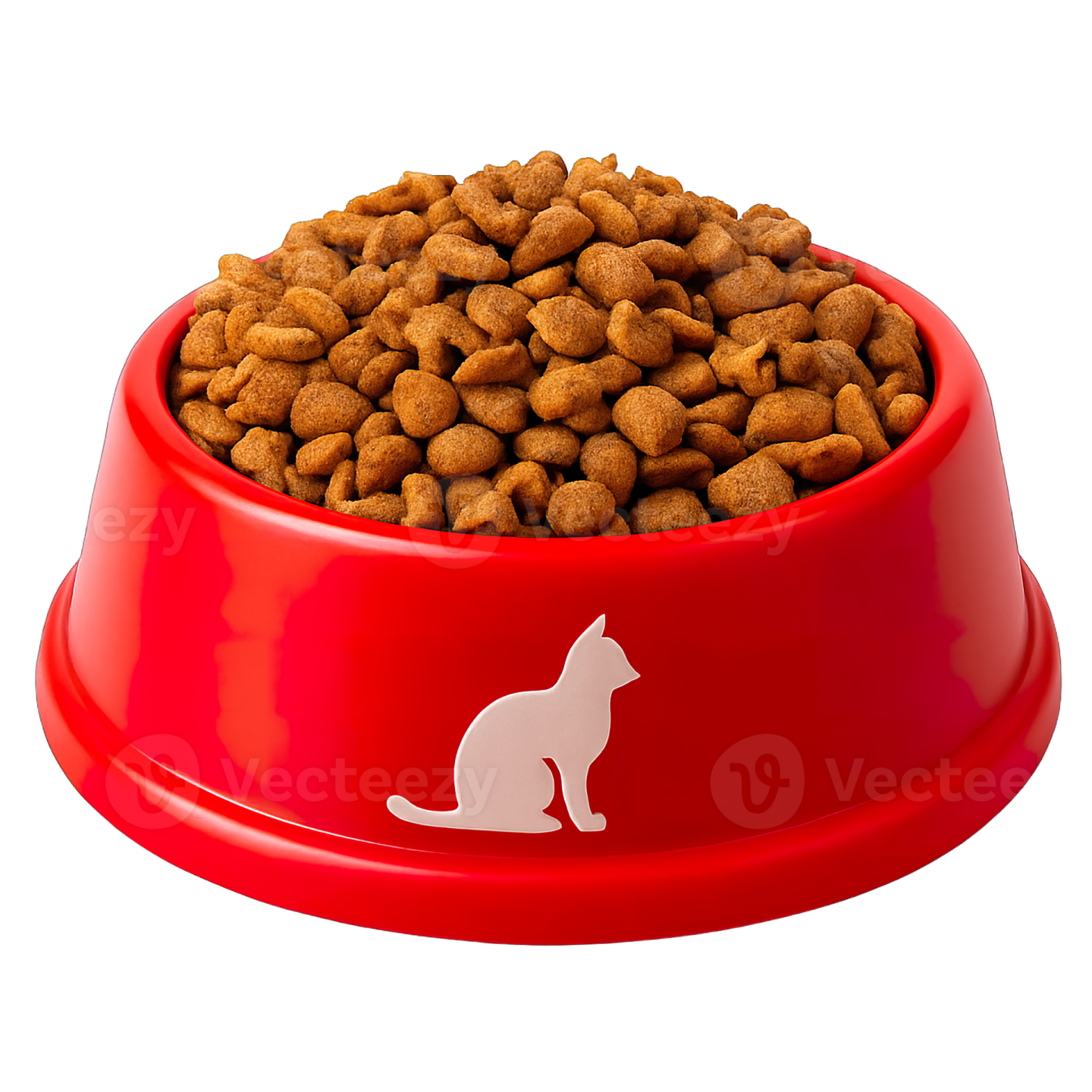 a red bowl filled with cat food