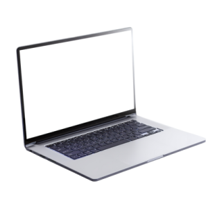 an open laptop computer with a white screen