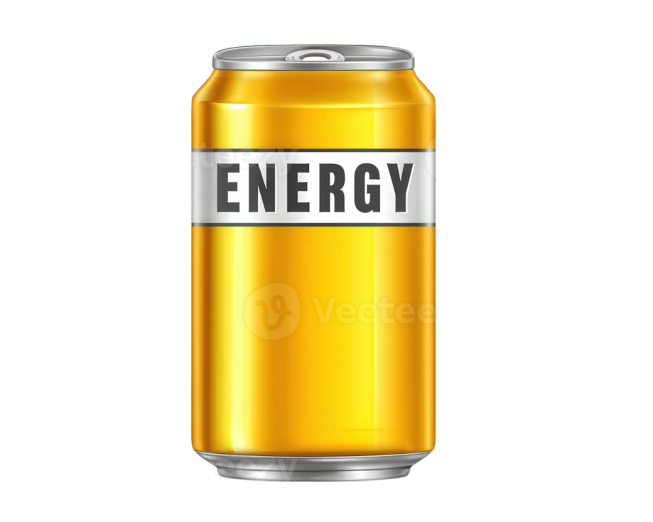 a can of energy drink on white background