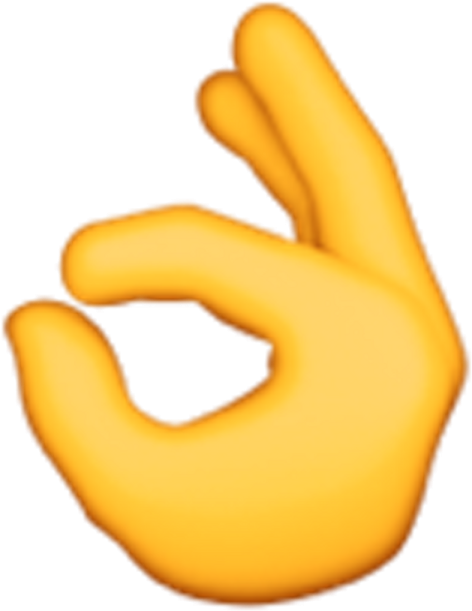 a yellow hand with two fingers in the middle of it
