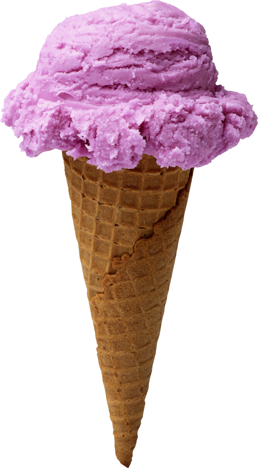 an ice cream cone filled with pink ice cream