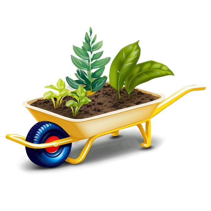 a wheel with a plant in it