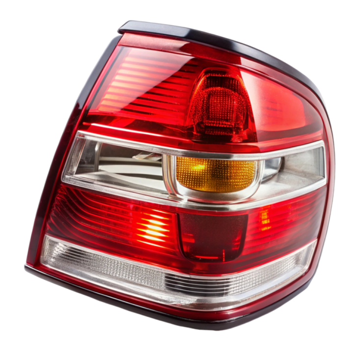a rear view of the tail light of a car