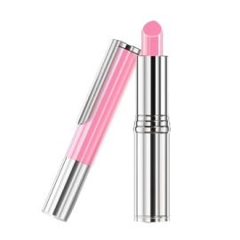 a pink lipstick on a white background