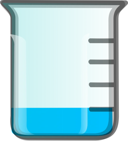 a beakle with blue liquid in it