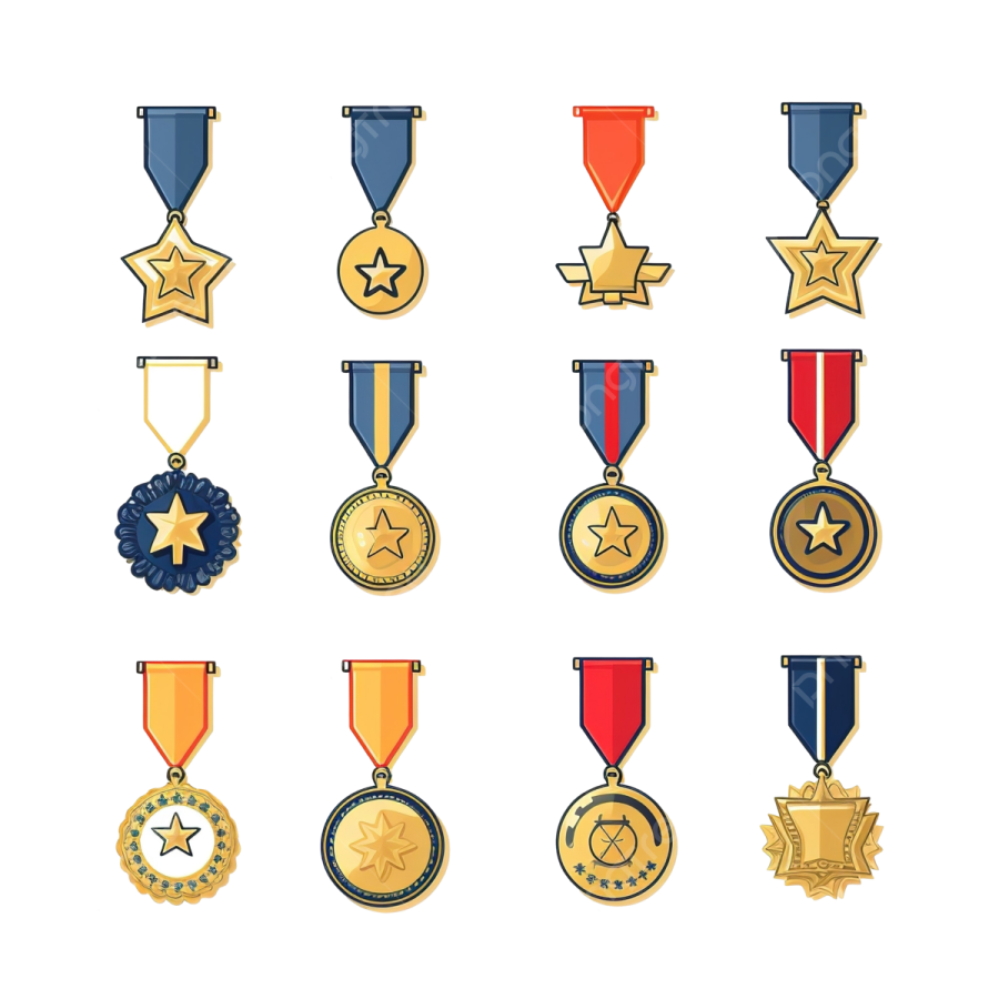gold, silver, bronze and bronze medals