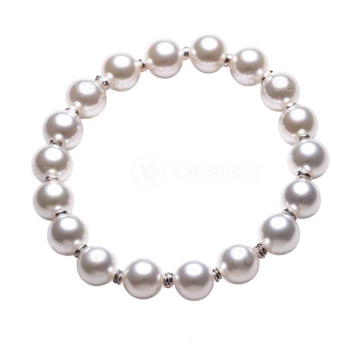 a white pearl bracelet with silver beads