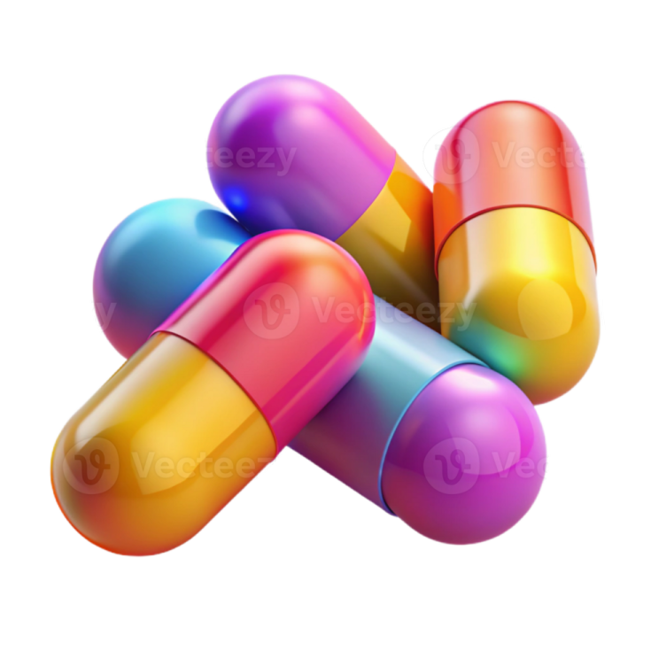 colorful pills on a white background