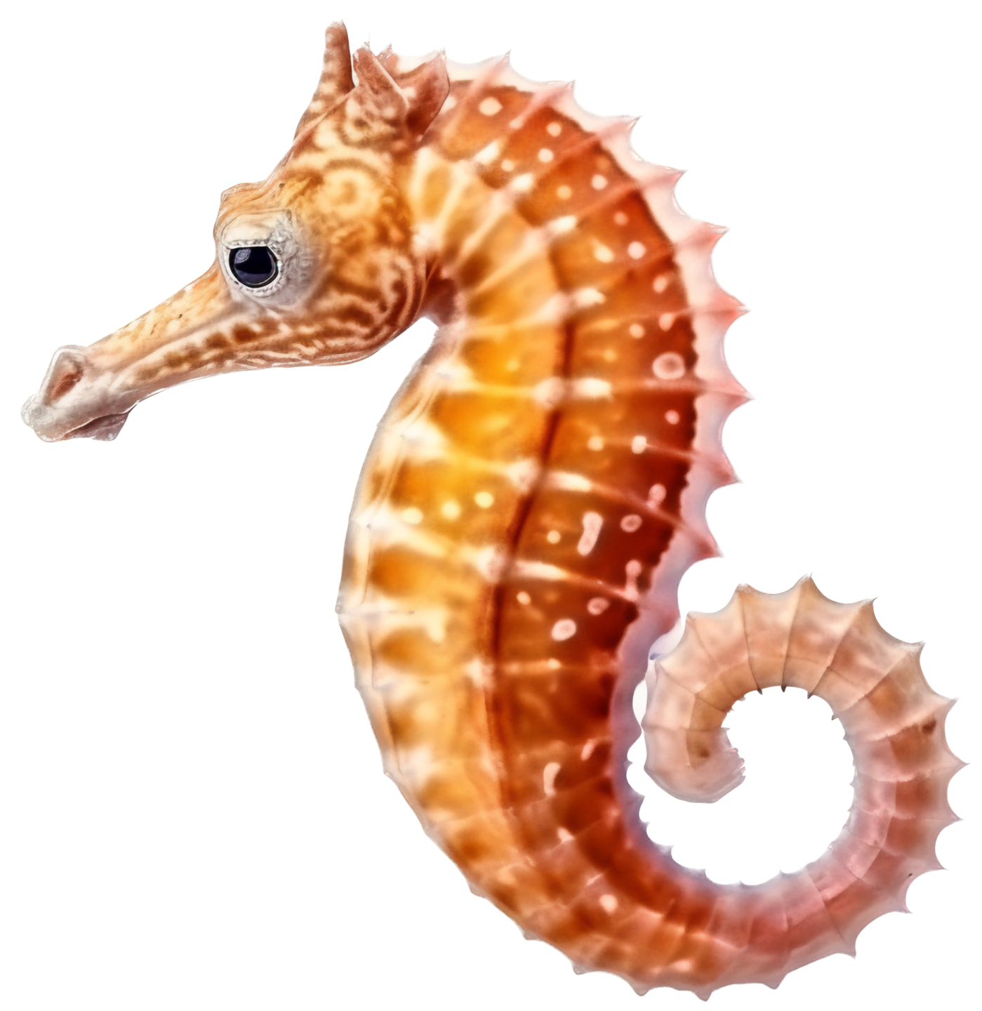 a close up of a seahorse on a white background