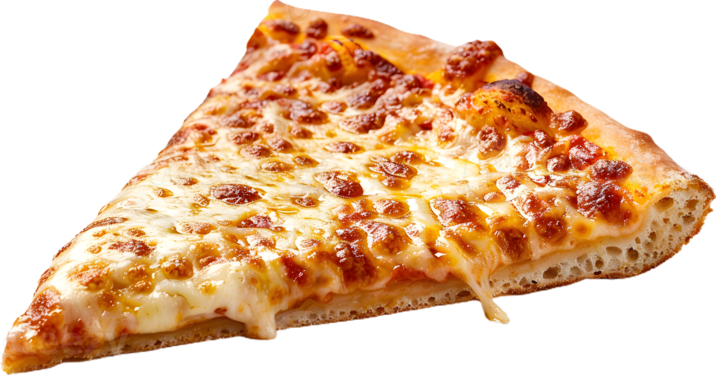 a slice of pizza on a white background