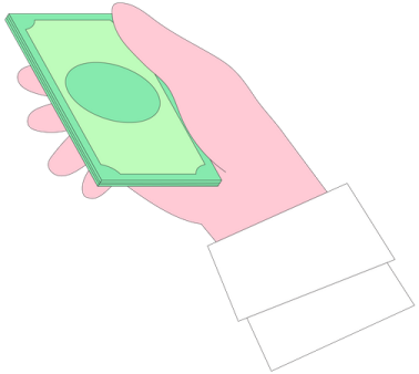 a hand holding a green dollar bill