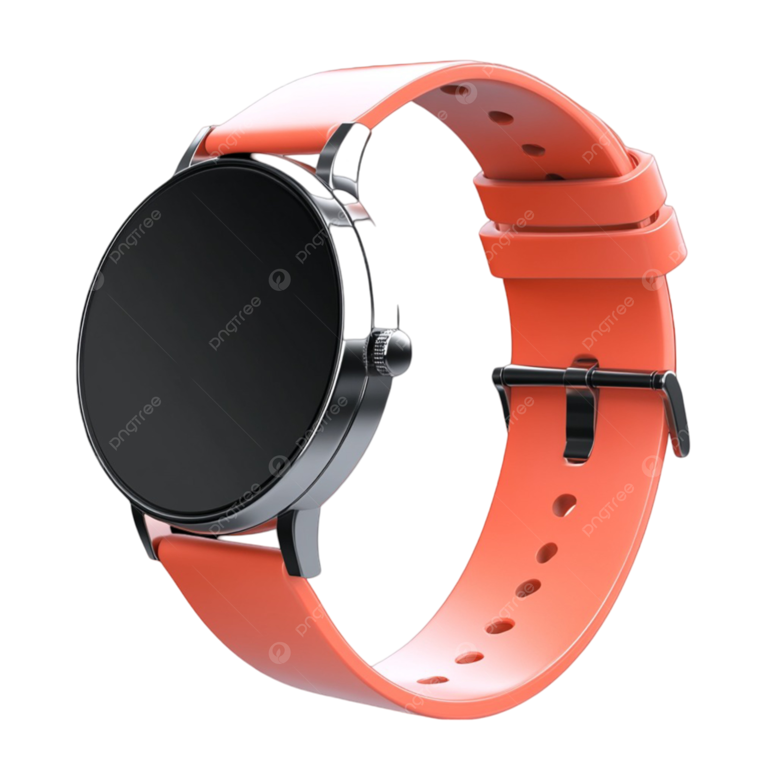 a smart watch with an orange band