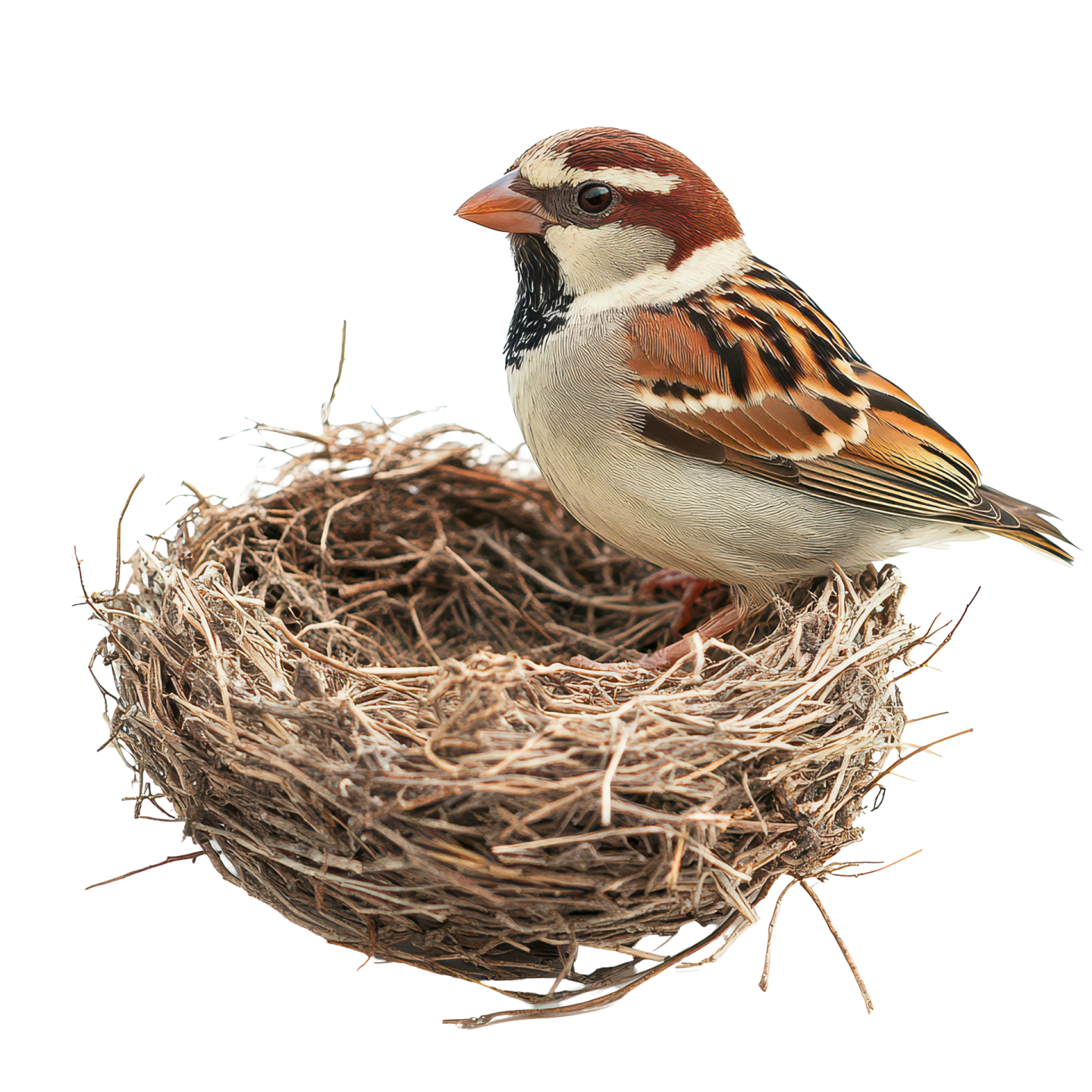 a small bird sitting on top of a nest