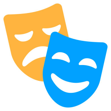 a blue and orange mask with a smiley face