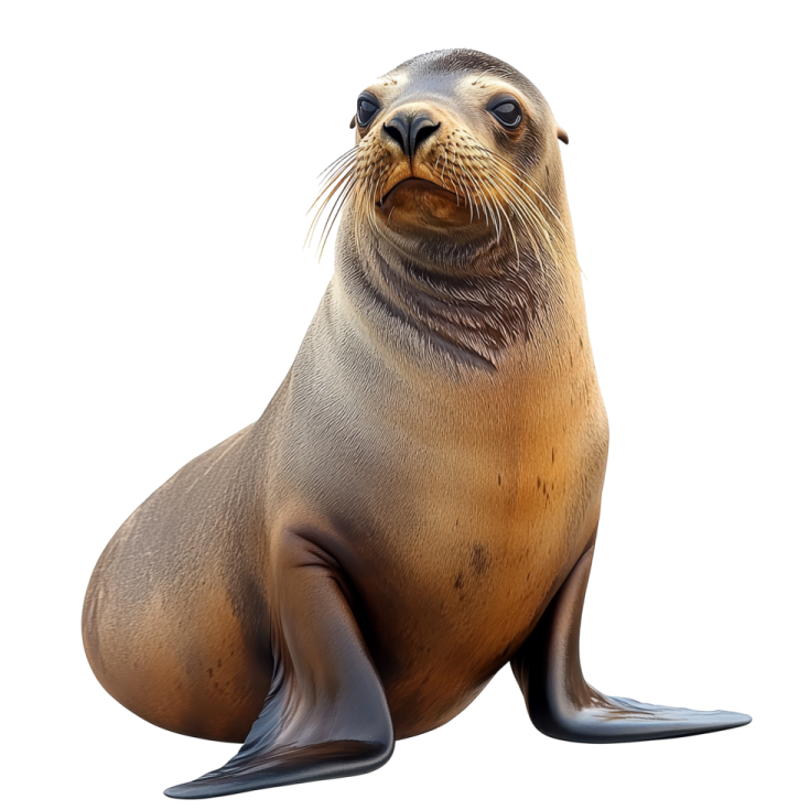 a seal is sitting on the ground