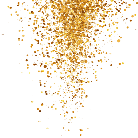 a bunch of gold glitter on a white background