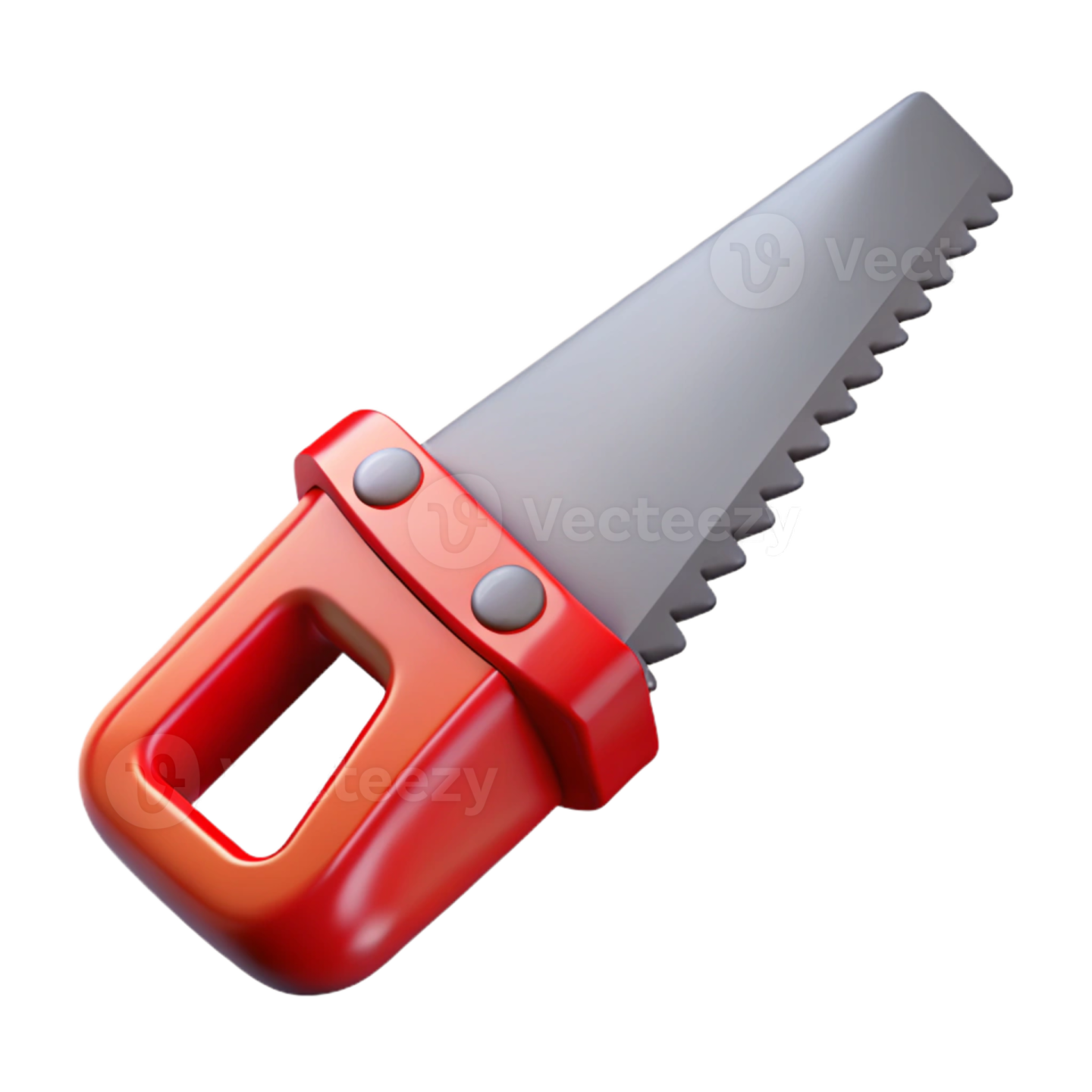 a red and gray saw on a white background