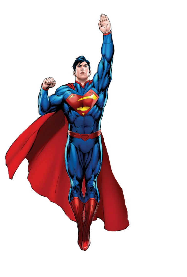 a man in superman costume flying through the air