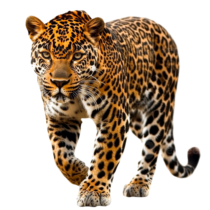 a jaguar walking on a white background