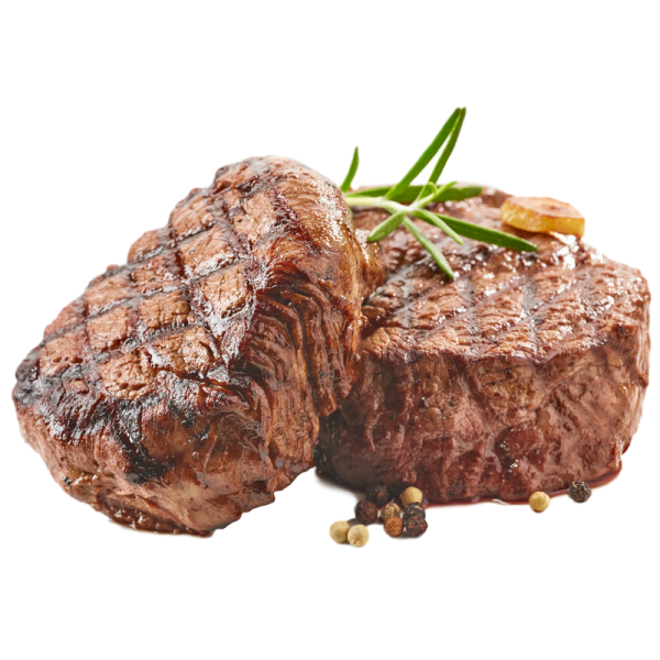 two steaks on a white background