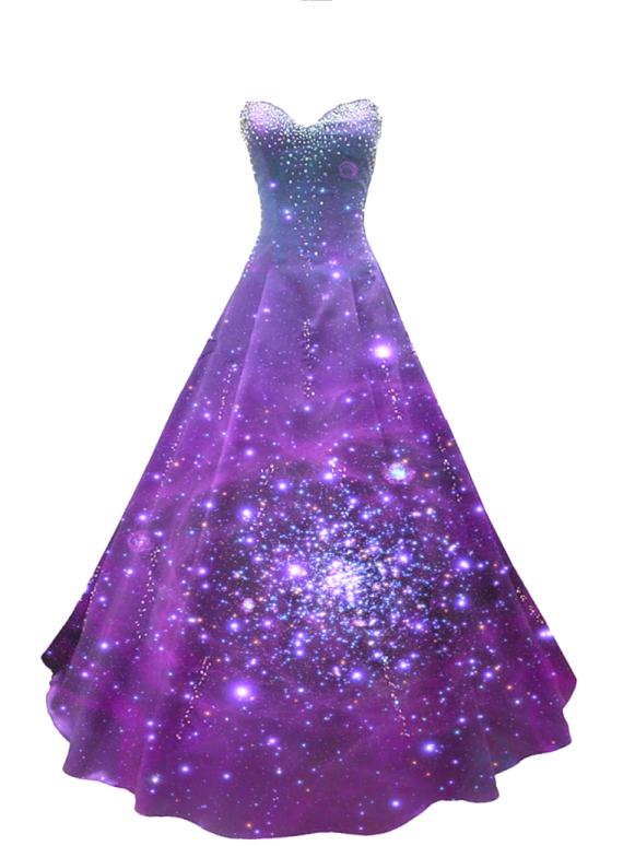 a dress with purple and blue stars on it