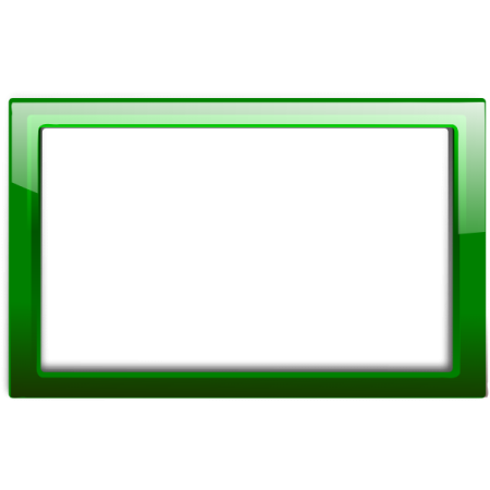 a green glass frame on a white background