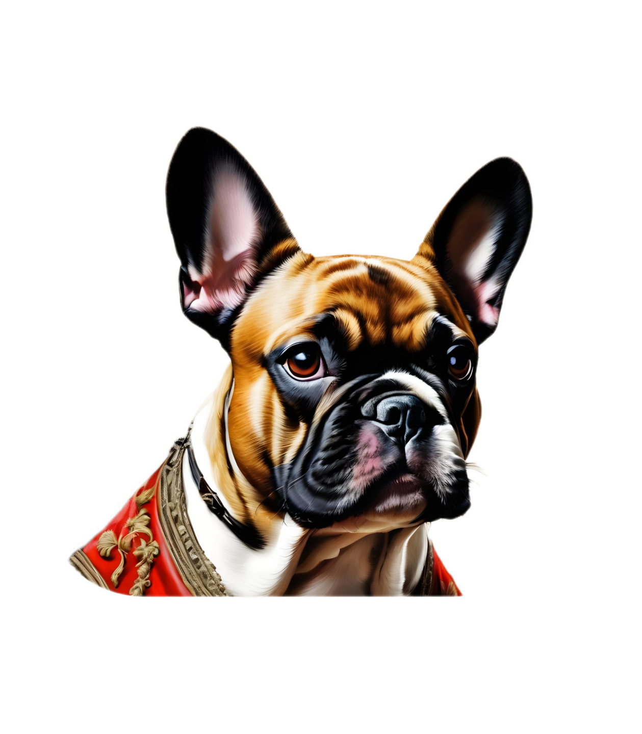 a brown and white dog wearing a red collar