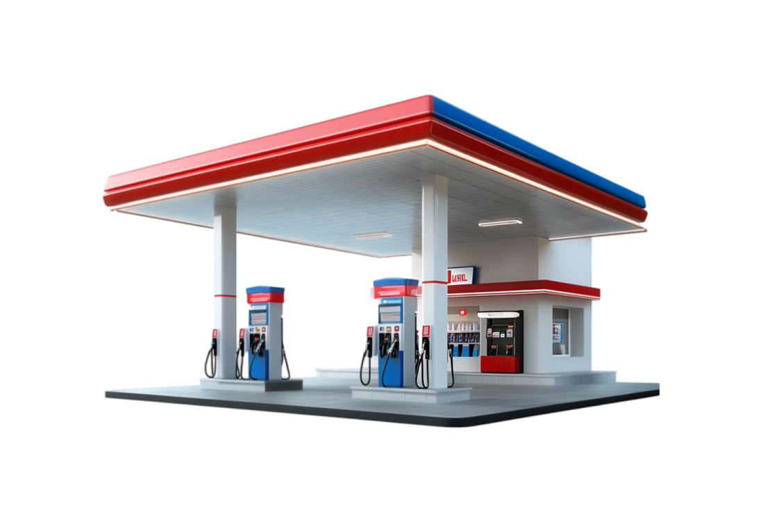 a gas station on a white background