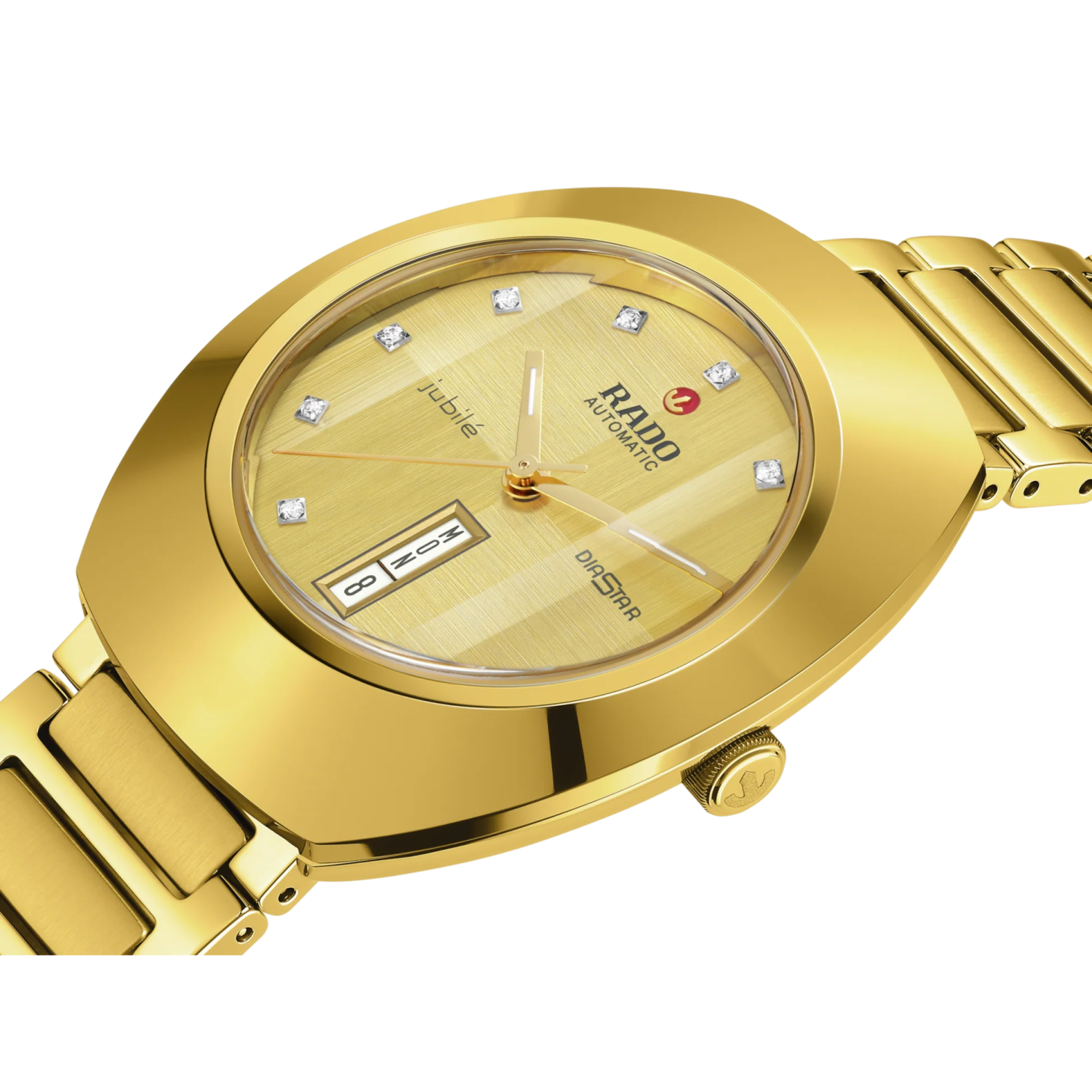 a gold wrist watch with diamonds