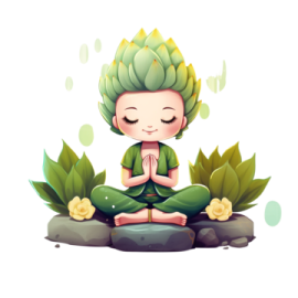 a little girl sitting on top of a rock with her eyes closed