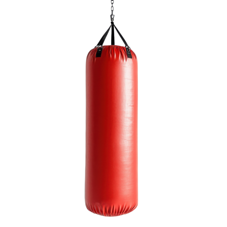 a red punching bag on a white background