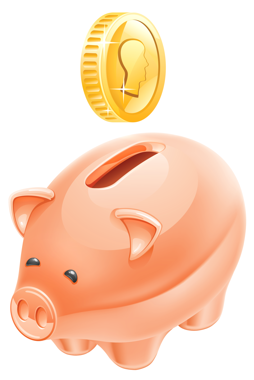 a piggy with a coin on top of it