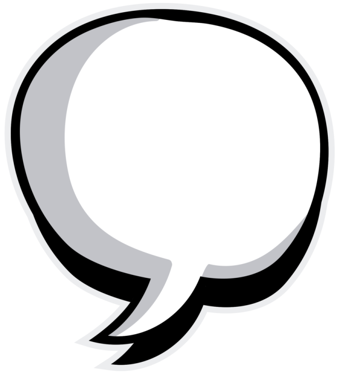 a black and white speech bubble