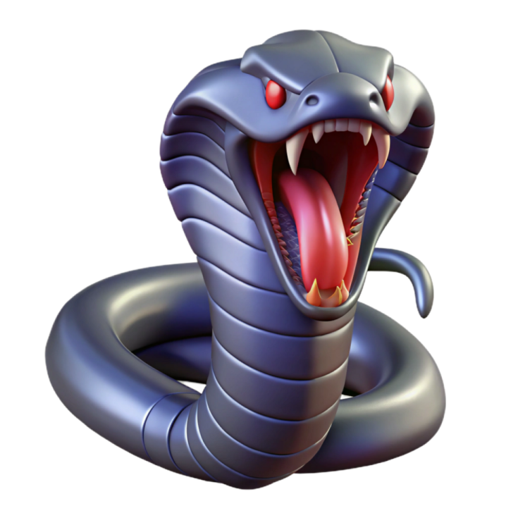an illustration of a cobra with its mouth open