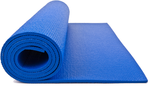 a blue yoga mat on a white background