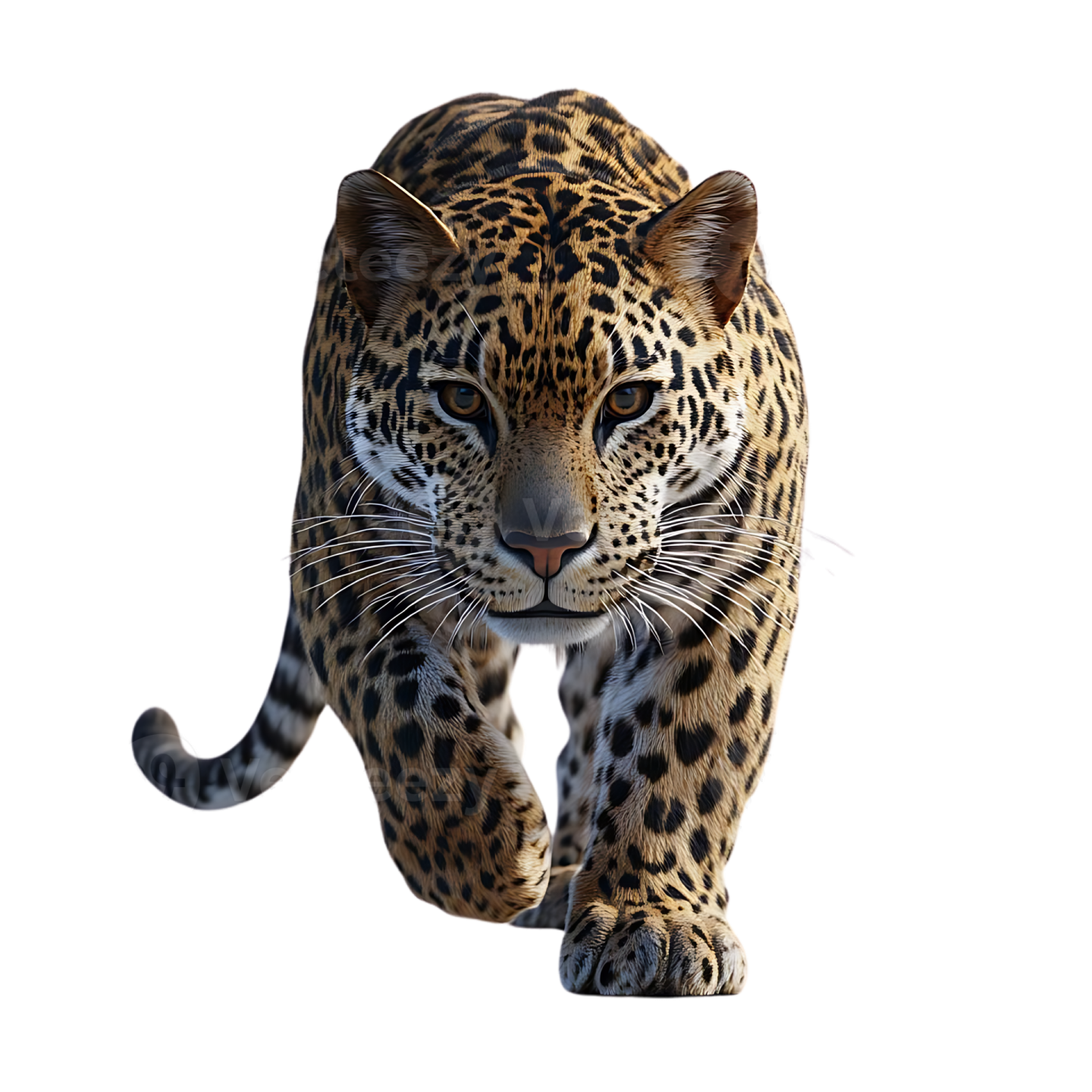 a leopard is walking towards the camera