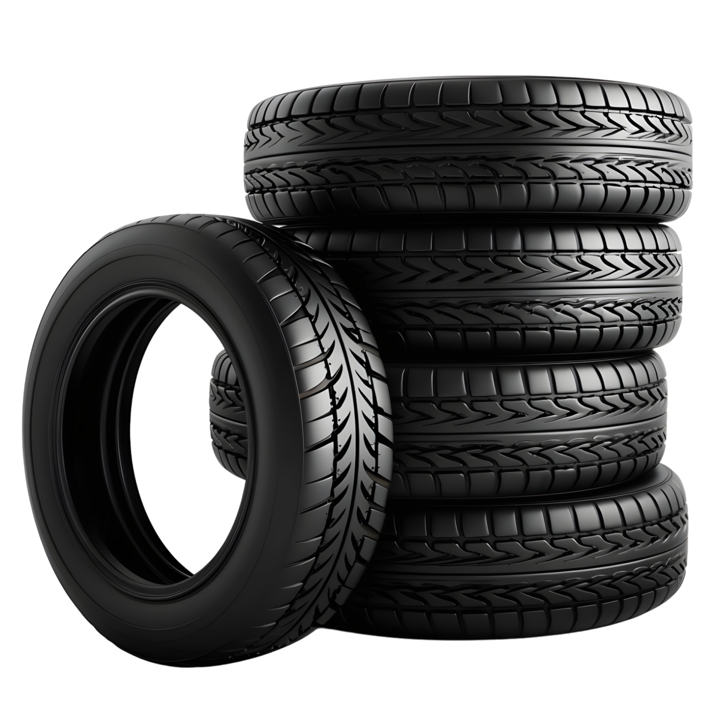 a stack of tires on a white background
