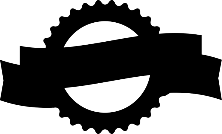 a black and white silhouette of a gear wheel