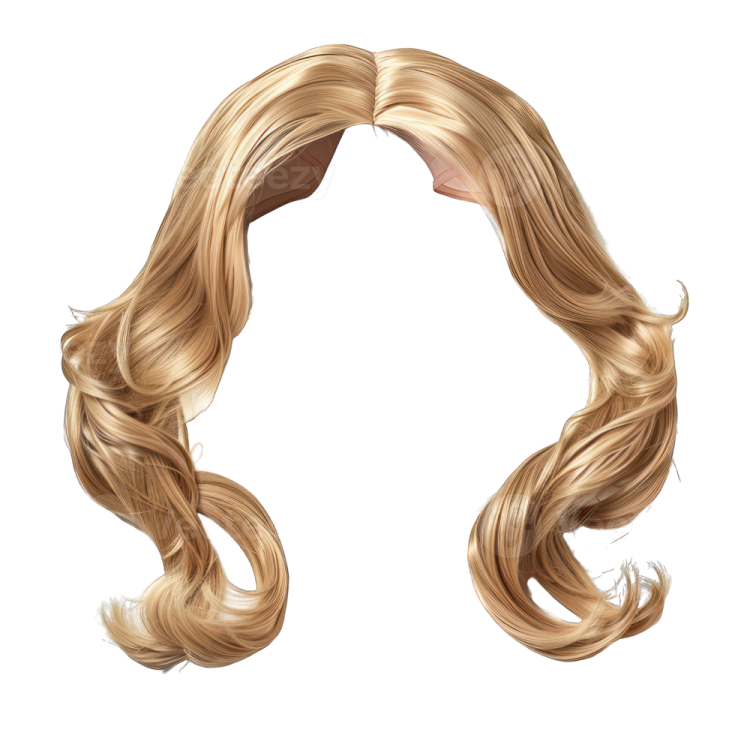 a woman with long blonde hair on white background