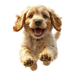 a small dog is jumping in the air