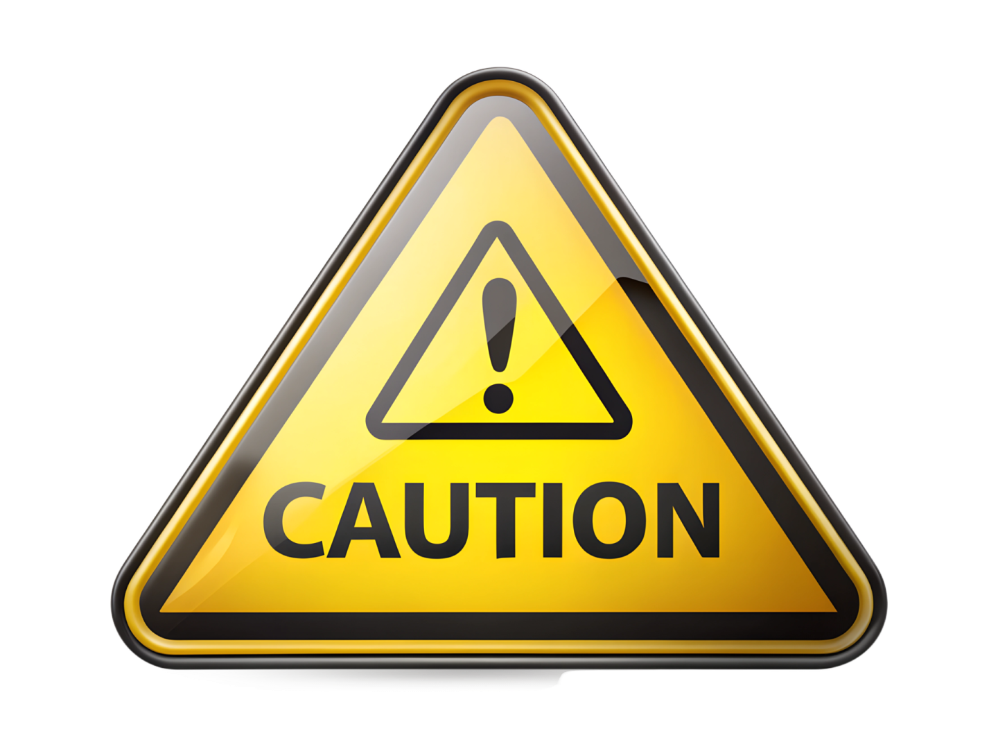 a caution sign on a white background