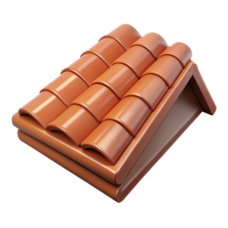 a brown roof tile on a white background