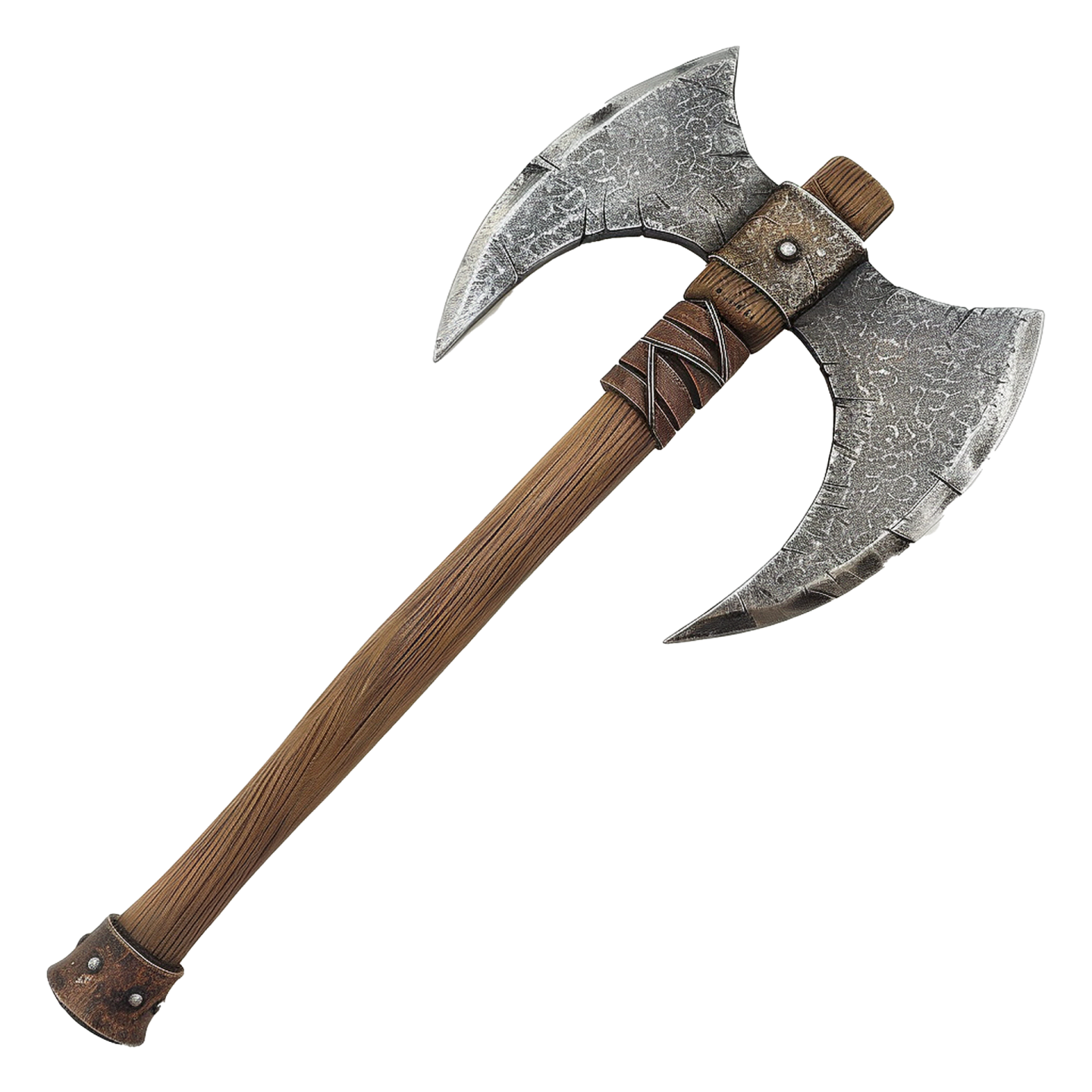 a large axe with a wooden handle