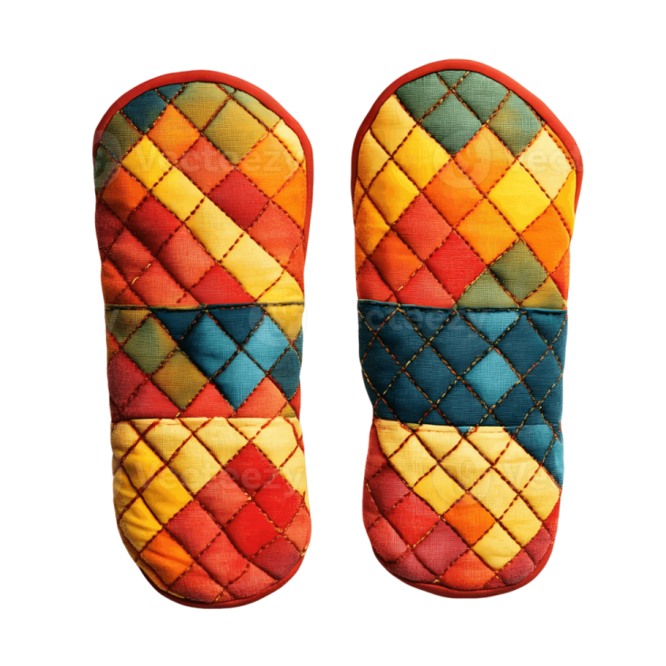 a pair of oven mits on a white background
