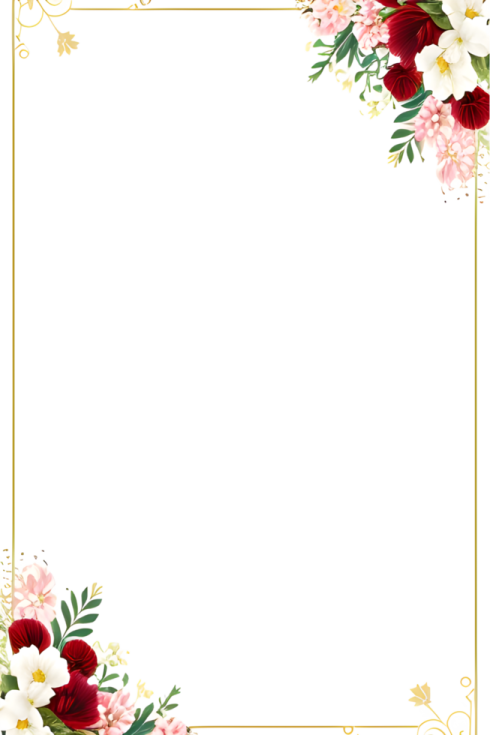 a floral frame with red and white flowers