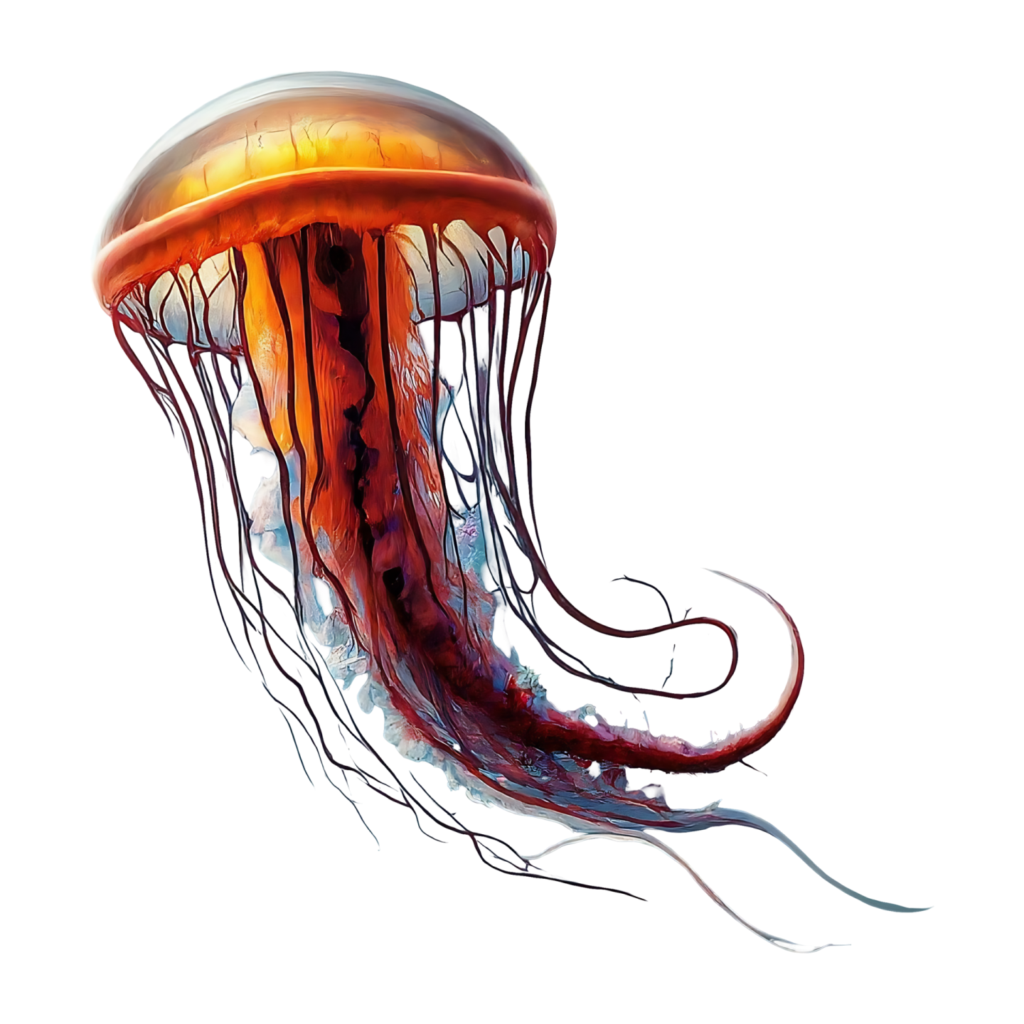 a jellyfish in watercolor on a white background